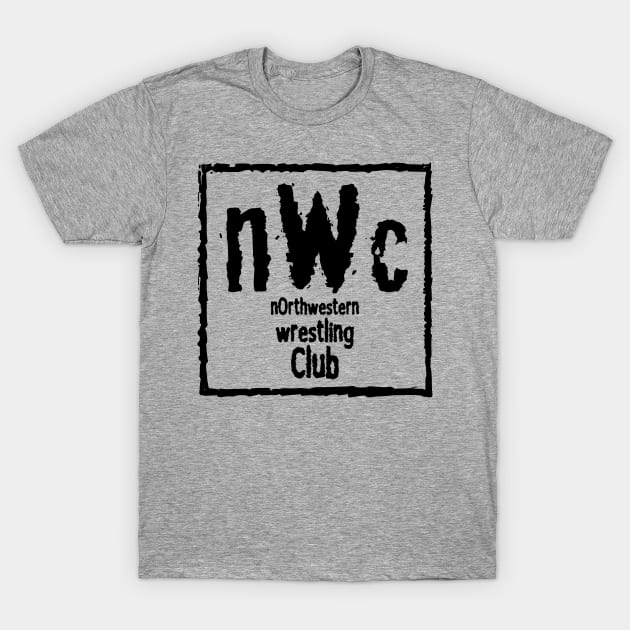 NWC Northwestern Wrestling Club BLACK SQUARE T-Shirt by Zombie Squad Clothing